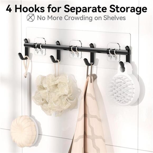 Rustproof Shower Caddy 6 Pack Bathroom Organizer Shelves No Drill Storage Rack - Picture 5 of 7